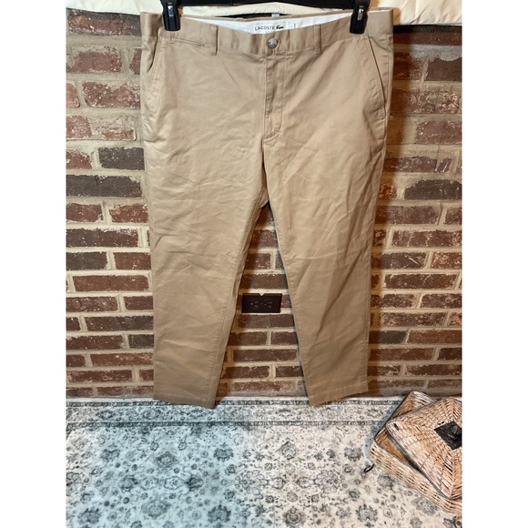 Lacoste Other - LACOSTE Men's Slim Fit Chino Pants Beige‎ Cotton Blend Size 40x32